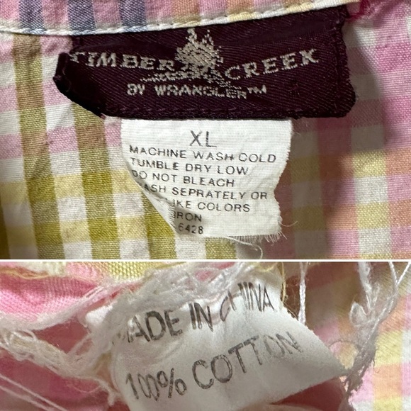 Vintage Timber Creek Pastel Plaid Short Sleeve Button Up Top Mens Size XL Spring - Picture 16 of 16